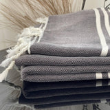 MyTindy Dark Grey Moroccan Towel, view 4