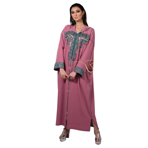 MyTindy Dark Pink Embroidered Djellaba