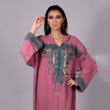 MyTindy Dark Pink Embroidered Djellaba, view 2