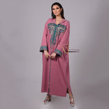 MyTindy Dark Pink Embroidered Djellaba, view 3