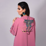 MyTindy Dark Pink Embroidered Djellaba, view 4