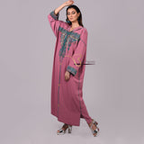 MyTindy Dark Pink Embroidered Djellaba, view 5