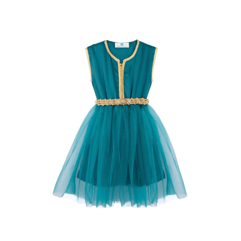 MyTindy Deep aqua Moroccan Kaftan for girls
