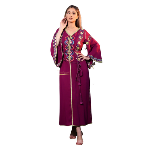 MyTindy Deep Purple Embroidered Kaftan