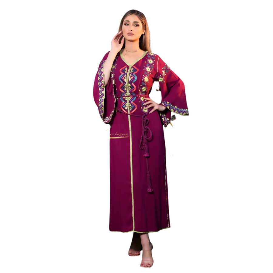 MyTindy Deep Purple Embroidered Kaftan