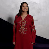 MyTindy Deep Red Djellaba with Pearls, view 2