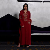 MyTindy Deep Red Djellaba with Pearls, view 3