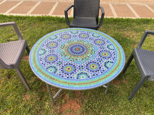 MyTindy Dining Mosaic table round for outdoor and indoor 100% handcrafted mandala design Costume height