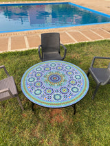 MyTindy Dining Mosaic table round for outdoor and indoor 100% handcrafted mandala design Costume height, view 3