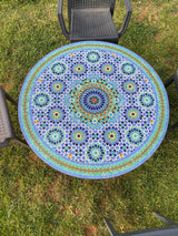 MyTindy Dining Mosaic table round for outdoor and indoor 100% handcrafted mandala design Costume height, view 4