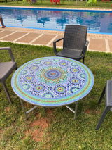 MyTindy Dining Mosaic table round for outdoor and indoor 100% handcrafted mandala design Costume height, view 5