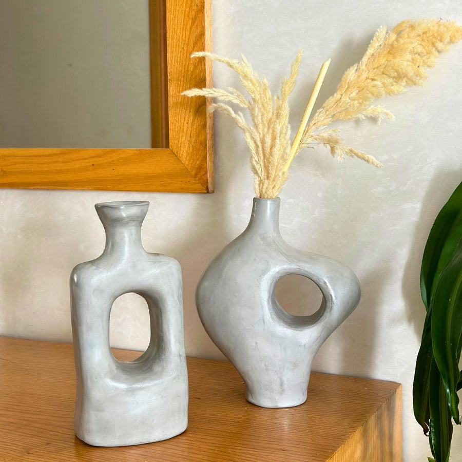 MyTindy Duo Riad vase and gray vase + pampas