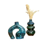 MyTindy Aboukal and Atlas blue green + pampas vase duo, view 2