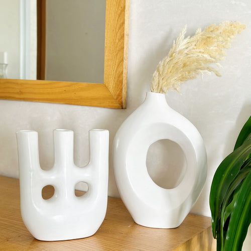 MyTindy Duo Afous and Ayour vase white + pampas