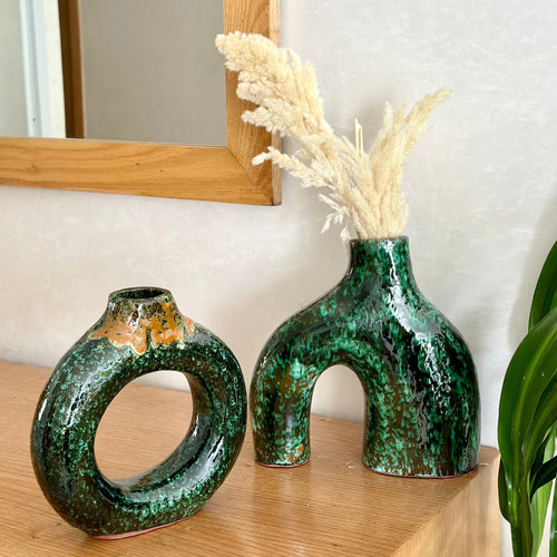 MyTindy Duo Tafoukt vase and green Azul vase + Pampas