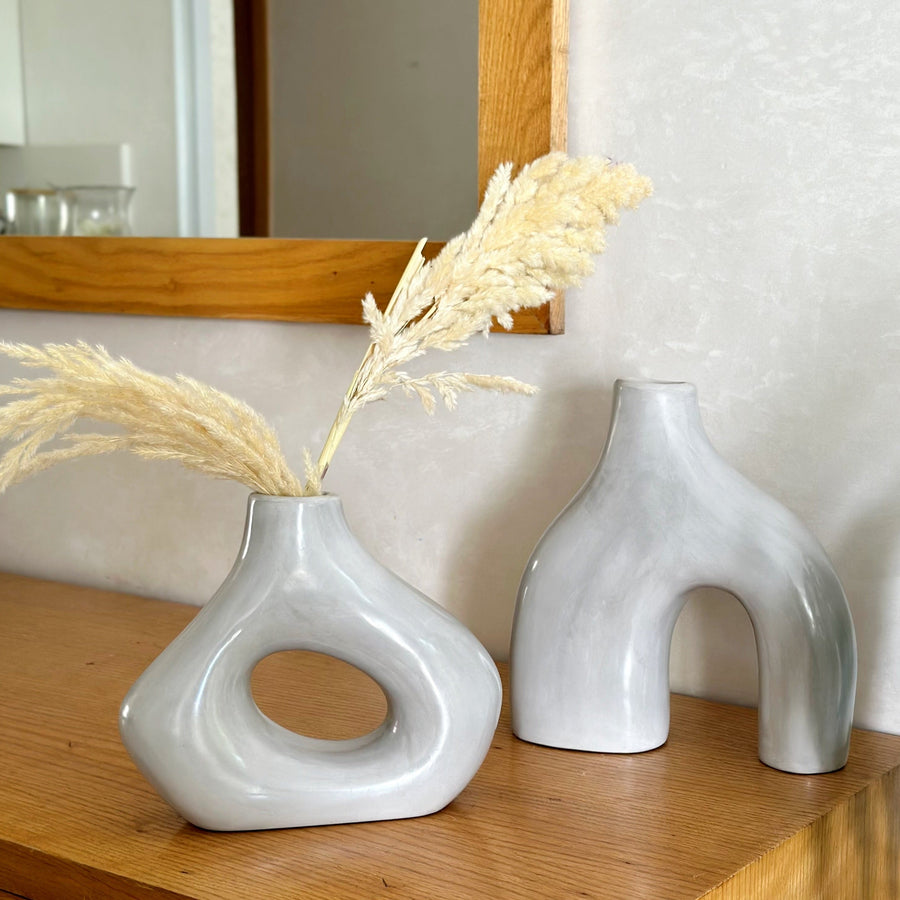 MyTindy Duo Ayour and Tanara vases gray + pampas