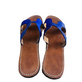 MyTindy Electric Bleu H Shape Leather Sandals, view 2