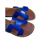 MyTindy Electric Bleu H Shape Leather Sandals, view 3