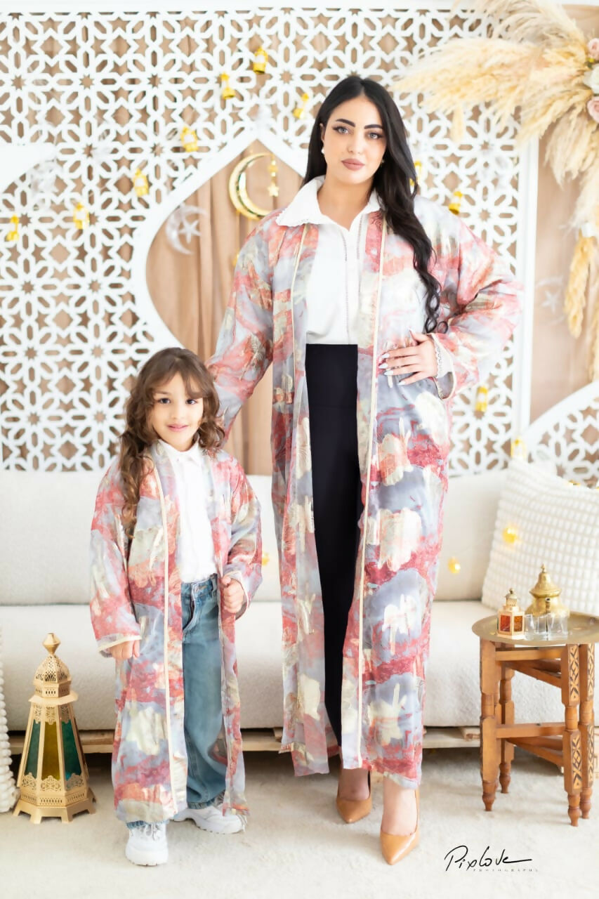 MyTindy Electric Blue Mother-Daughter Kimono Set