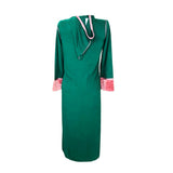 MyTindy Elegant Moroccan Jellaba with Rectangular Pattern - Cream and Green, view 6