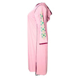 MyTindy Elegant Moroccan Jellaba with Sleeve Design and Contrasting Borders - Light Blue and Pink, view 6