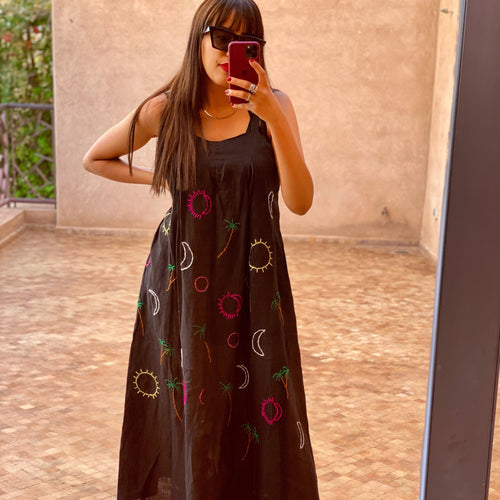 MyTindy Embroidered Bell Linen Dress