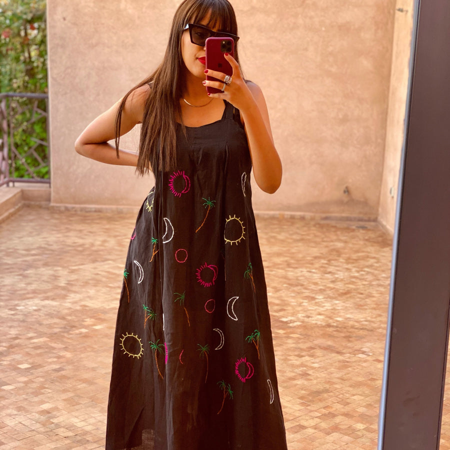 MyTindy Embroidered Bell Linen Dress