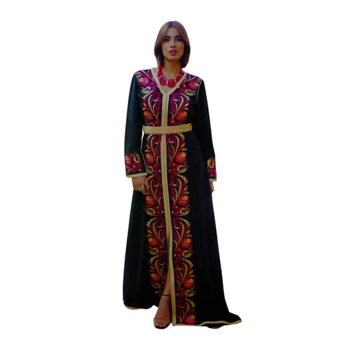 MyTindy Embroidered black caftan