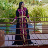 MyTindy Embroidered black caftan, view 3