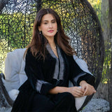 MyTindy Embroidered Black Velvet Caftan, view 2
