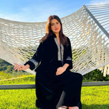 MyTindy Embroidered Black Velvet Caftan, view 3