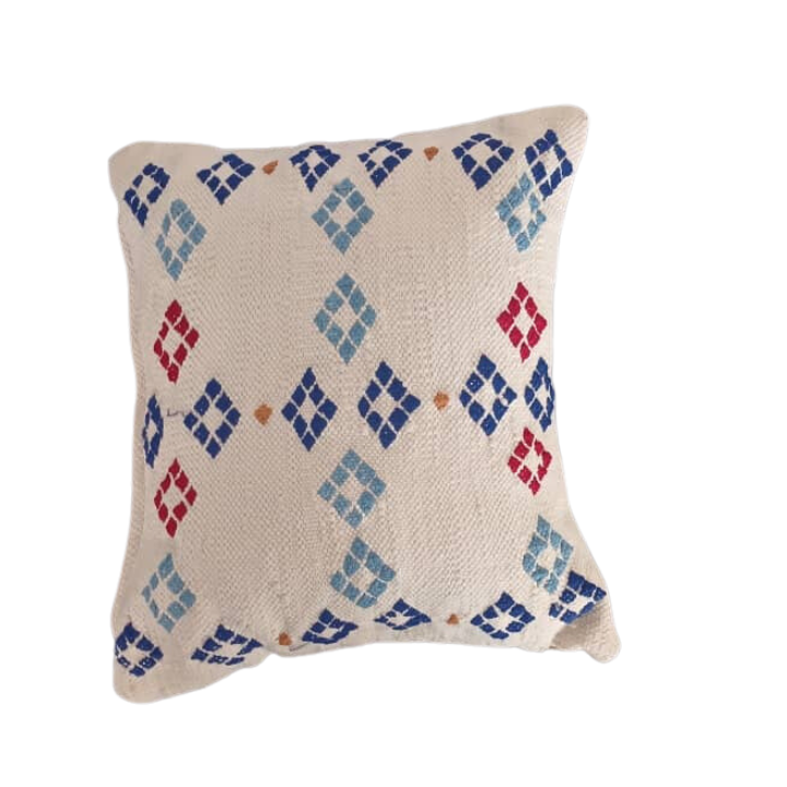 MyTindy Embroidered cushion with square patterns