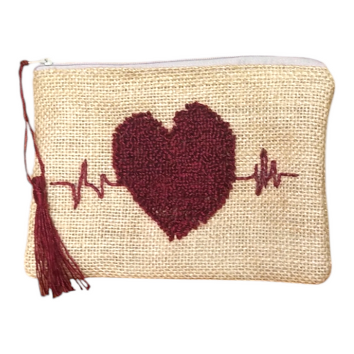MyTindy Embroidered Heart Moroccan Pouch