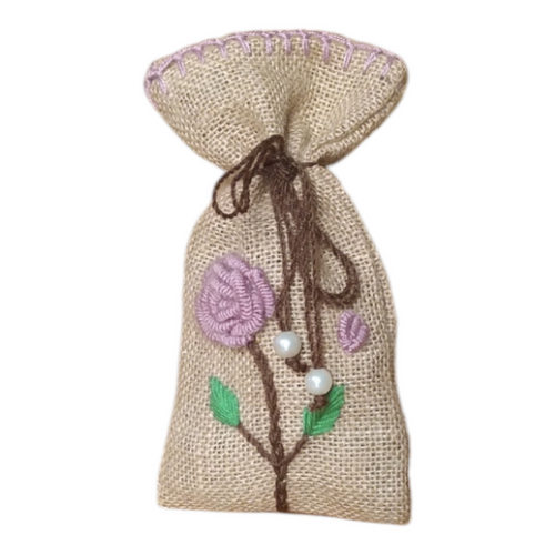 MyTindy Embroidered Moroccan Burlap Lavender Pouch