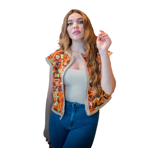 MyTindy Embroidered Orange Vest