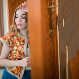 MyTindy Embroidered Orange Vest, view 3