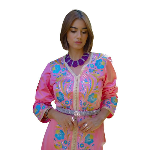 MyTindy Embroidered Pink Kaftan