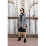 MyTindy Grey Embroidered wool and cashmere cape, view 2