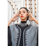 MyTindy Grey Embroidered wool and cashmere cape, view 3