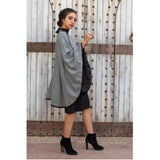 MyTindy Grey Embroidered wool and cashmere cape, view 4