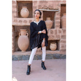 MyTindy Black Embroidered wool and cashmere cape, view 4