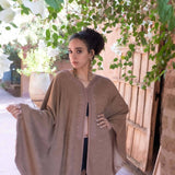 MyTindy Beige Embroidred wool and cashmere cape, view 2