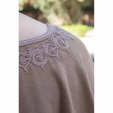 MyTindy Beige Embroidred wool and cashmere cape, view 3