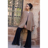 MyTindy Beige Embroidred wool and cashmere cape, view 4