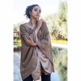 MyTindy Beige Embroidred wool and cashmere cape, view 5