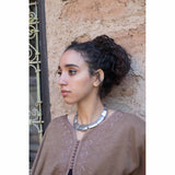 MyTindy Beige Embroidred wool and cashmere cape, view 6