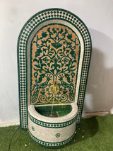 MyTindy Emerald Green Mosaic Water Fountain for outdoor and indoor - Tree of Life Fountain water Feature - Garden Moroccan Mosaic Fountain Modern, view 2