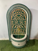 MyTindy Emerald Green Mosaic Water Fountain for outdoor and indoor - Tree of Life Fountain water Feature - Garden Moroccan Mosaic Fountain Modern, view 3