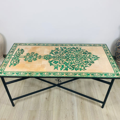 MyTindy Emerlad Green Dining Mosaic table for outdoor & indoor - tree of life Table made from Moroccan mosaic - family mosaic Table 100% handcrafted