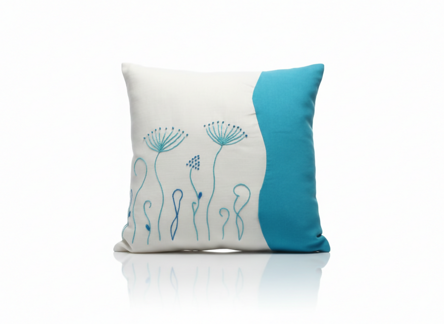 MyTindy "English Rose" Heritage Cushion – Moroccan Floral Embroidery Tapisserie
